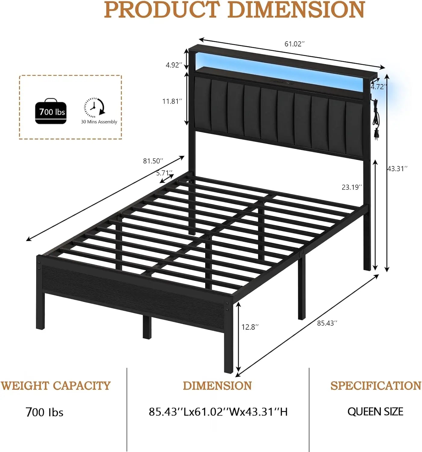 Queen Size Platform Bed Frame