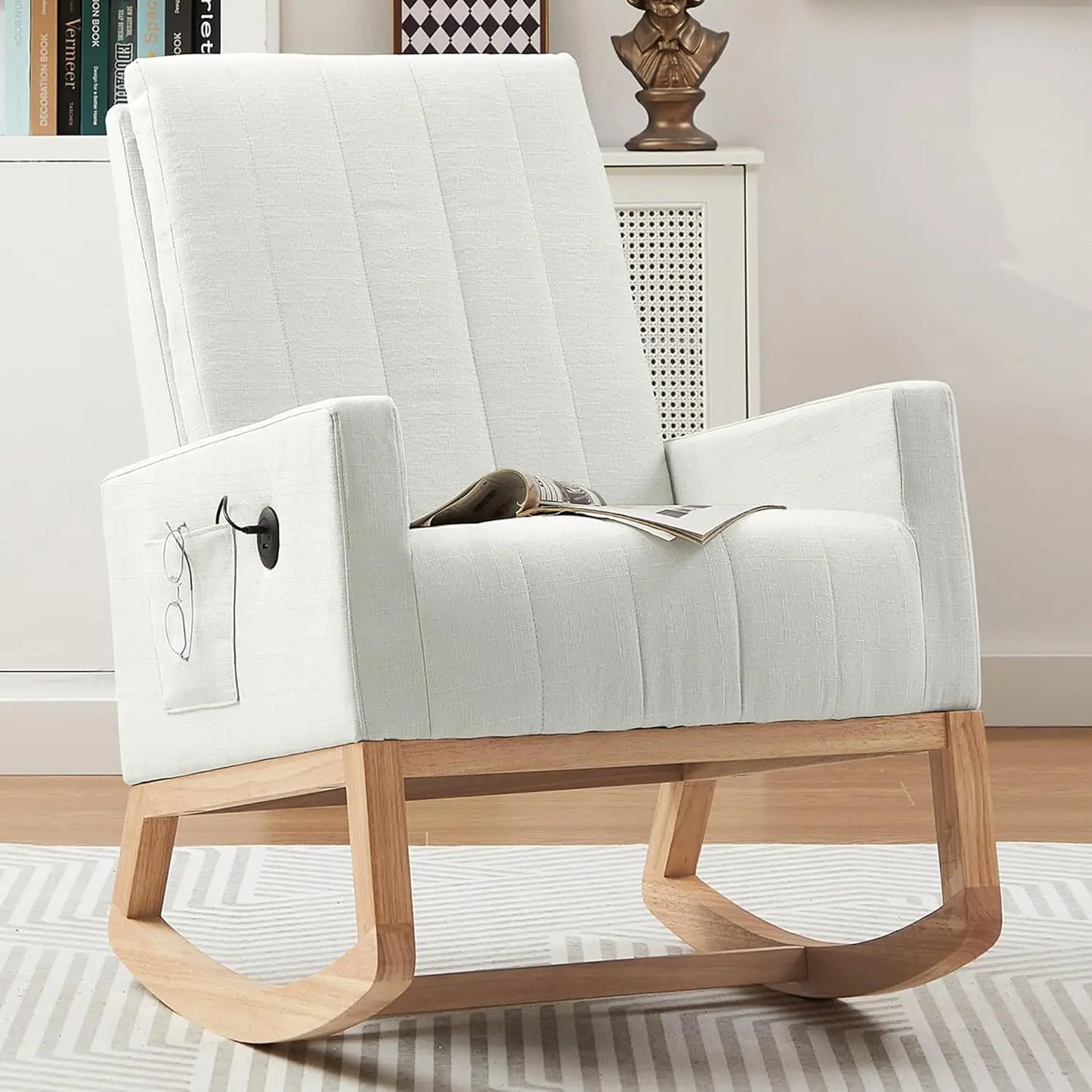 Leather Upholstered Nursery Rocking Chair