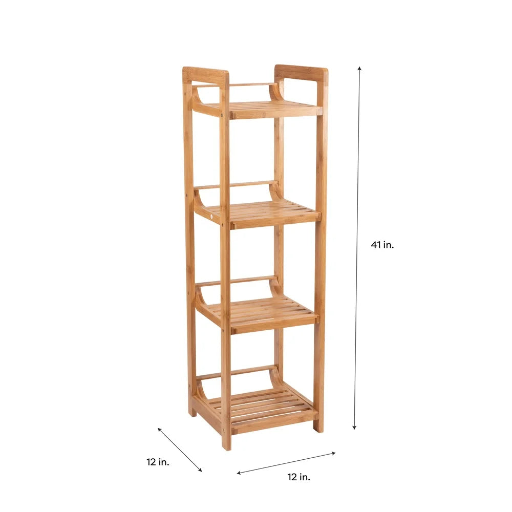 Bamboo Shelving Tower Freestanding Organizer