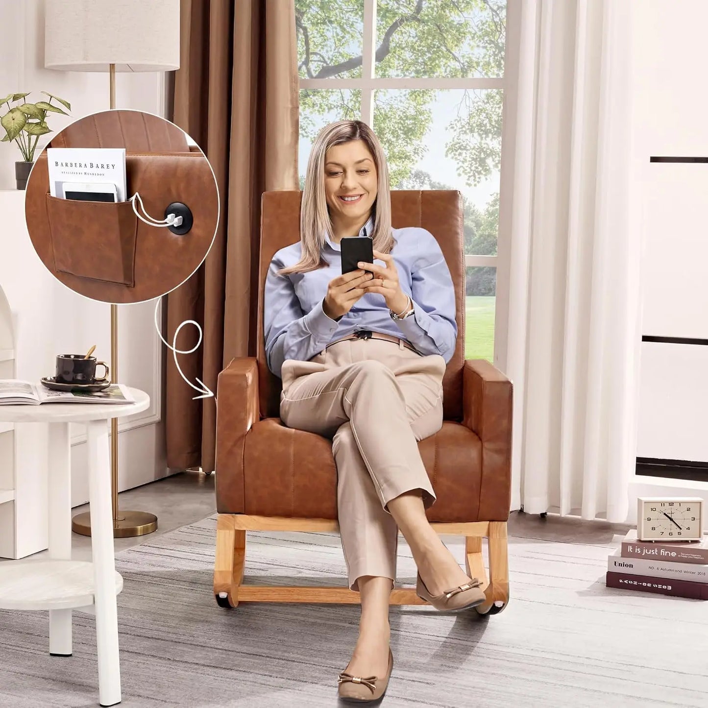 Leather Upholstered Nursery Rocking Chair