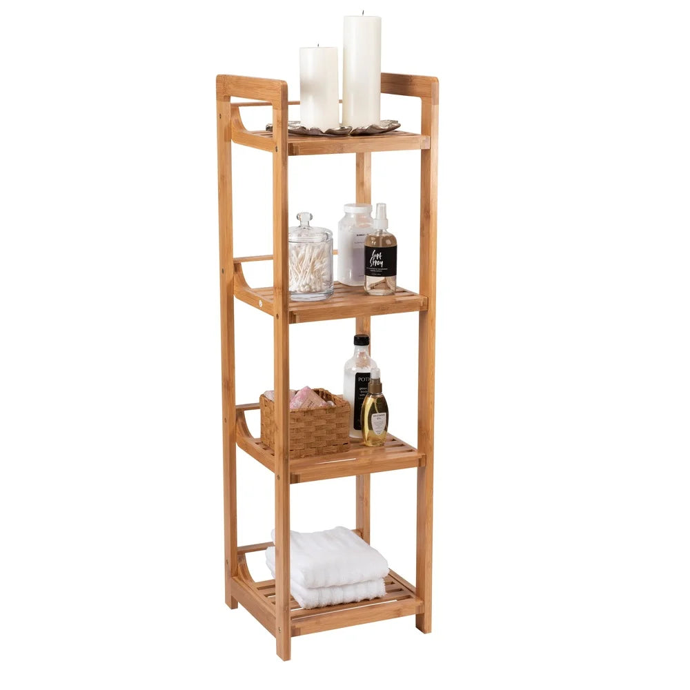Bamboo Shelving Tower Freestanding Organizer