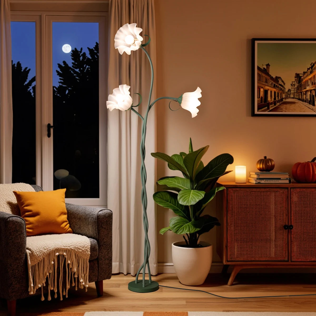 Retro 3-Head Flower Floor Lamp