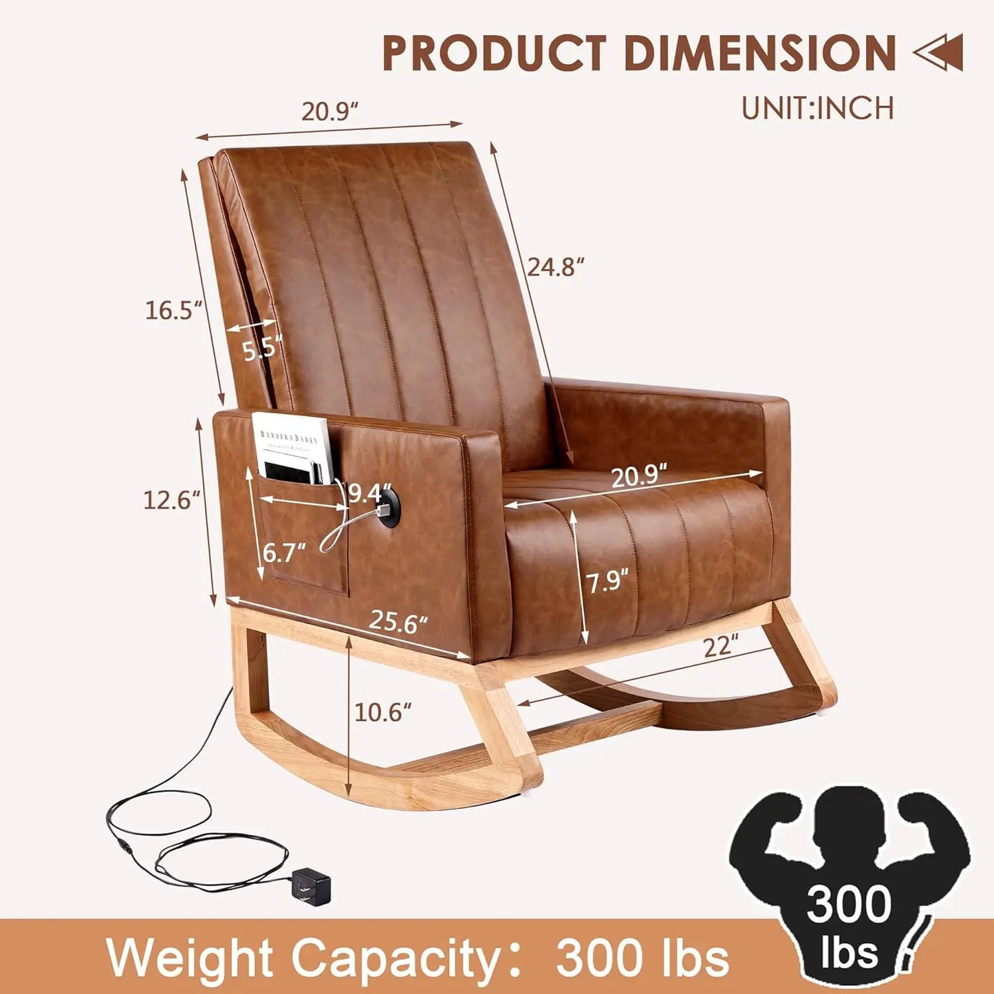 Leather Upholstered Nursery Rocking Chair