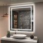 LUVODI Square Illuminated Wall Bathroom Mirror