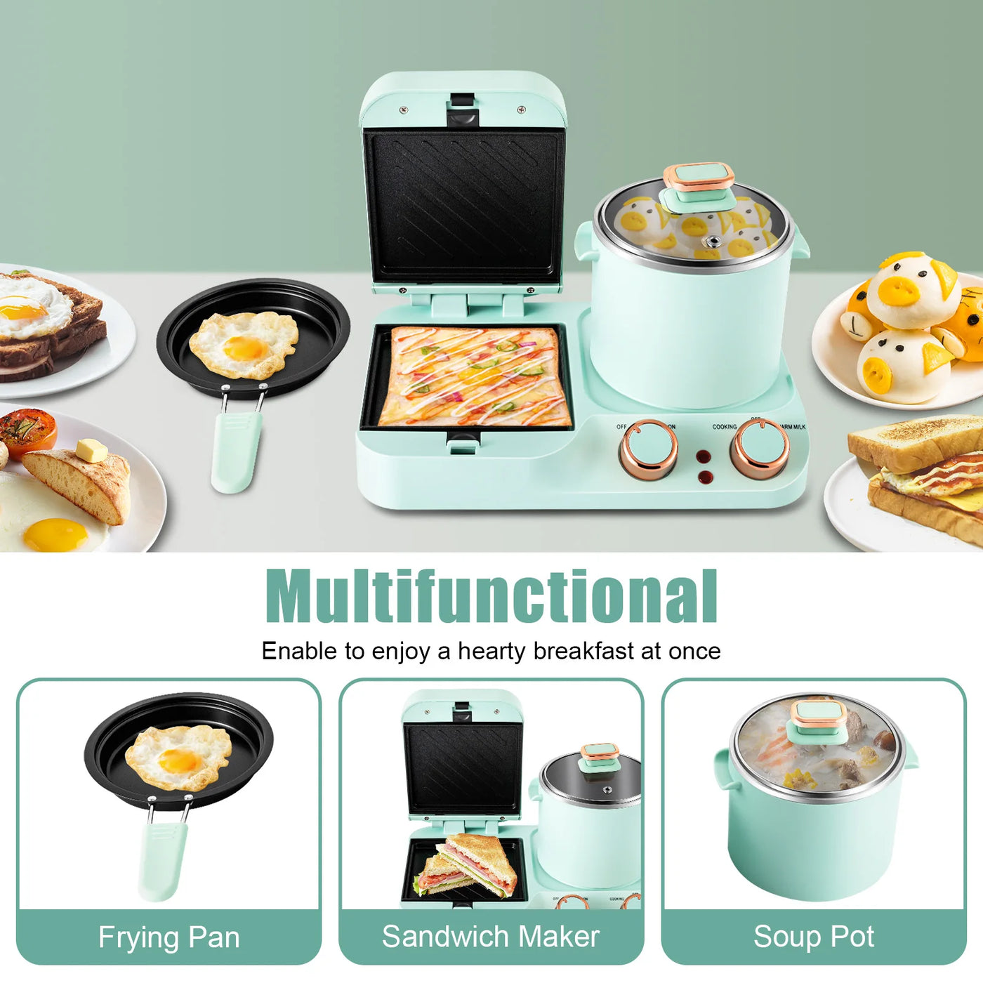 3in1 Electric Sandwich Breakfast Machine