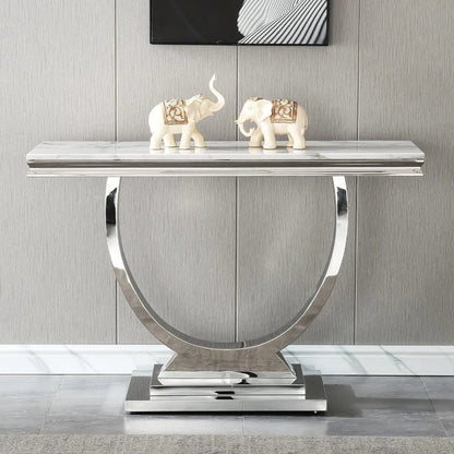 White Marble Console With Mirror