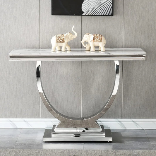 White Marble Console With Mirror