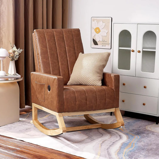 Leather Upholstered Nursery Rocking Chair
