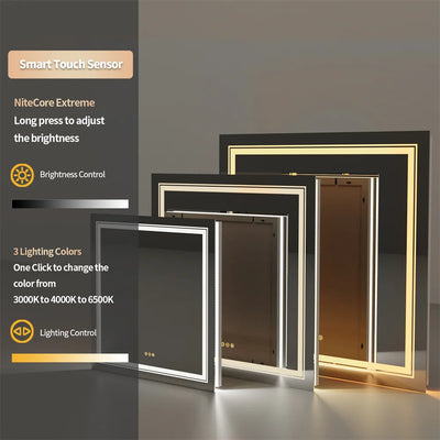 LUVODI Square Illuminated Wall Bathroom Mirror