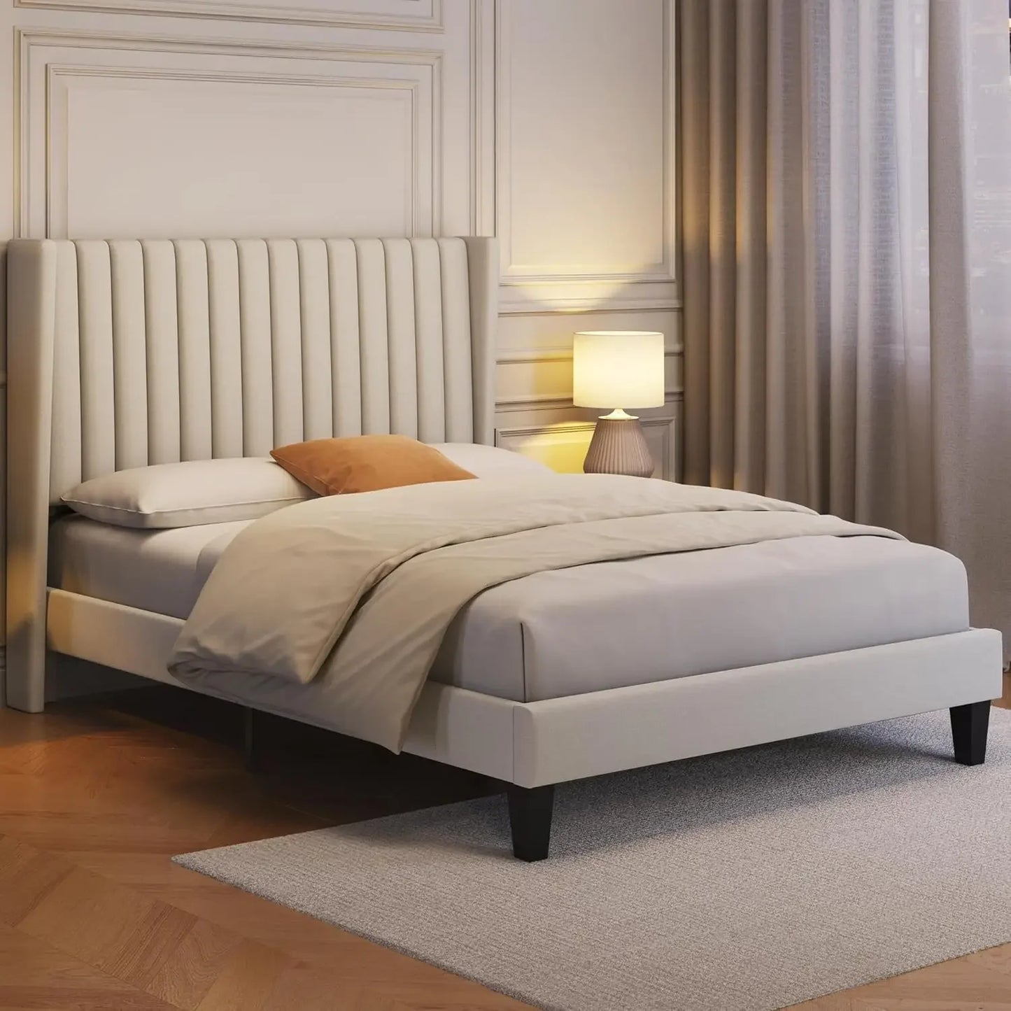 Upholstered Platform Bed Frame With Headboard