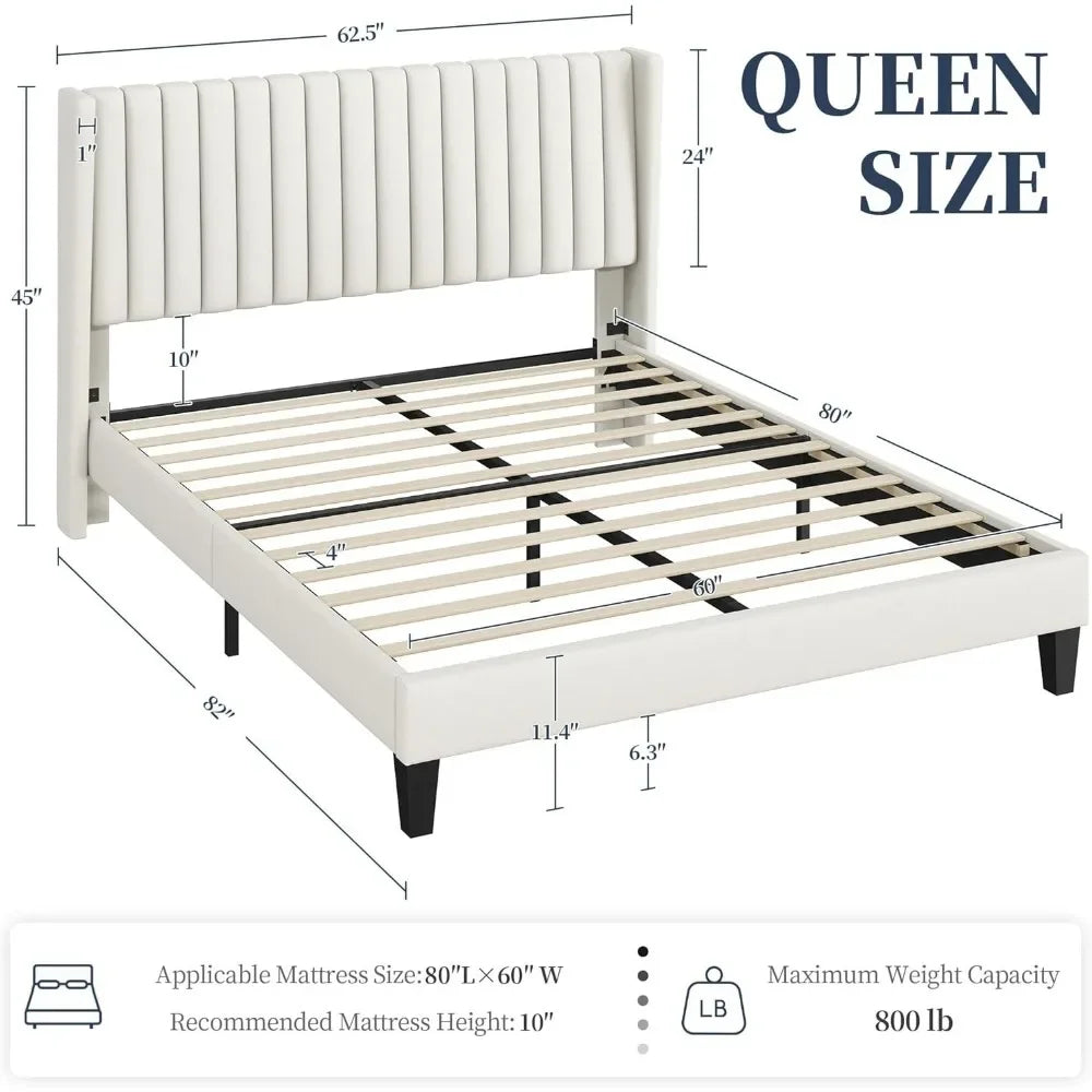 Upholstered Platform Bed Frame With Headboard