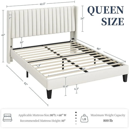 Upholstered Platform Bed Frame With Headboard