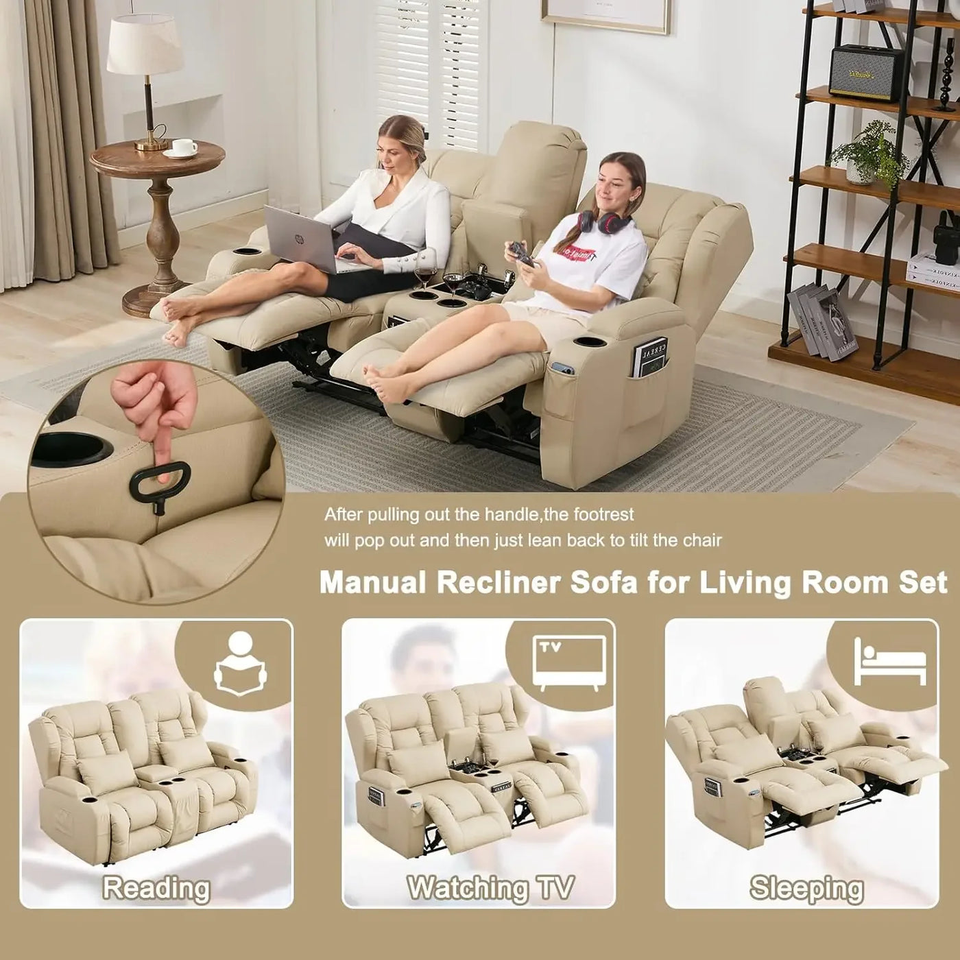 65.5" RV Loveseat Double Recline