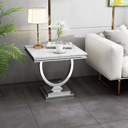 White Marble Console With Mirror