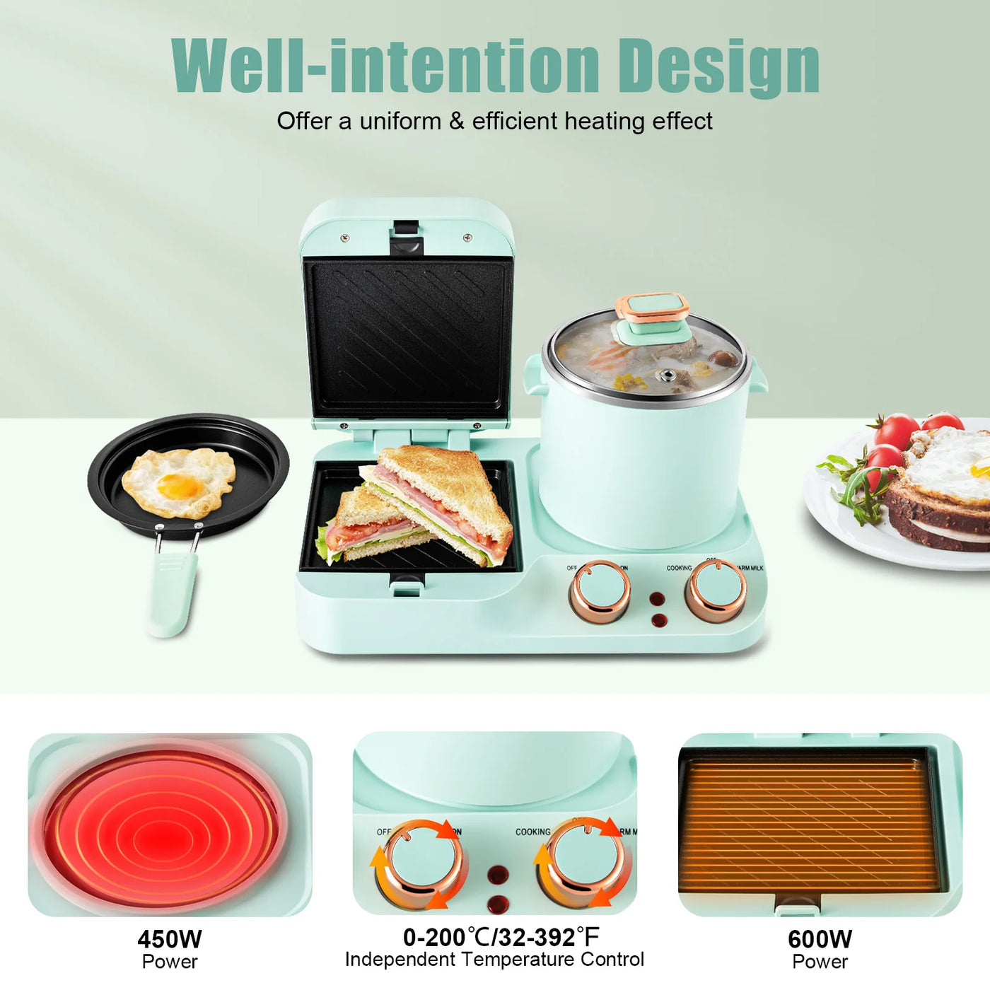 3in1 Electric Sandwich Breakfast Machine
