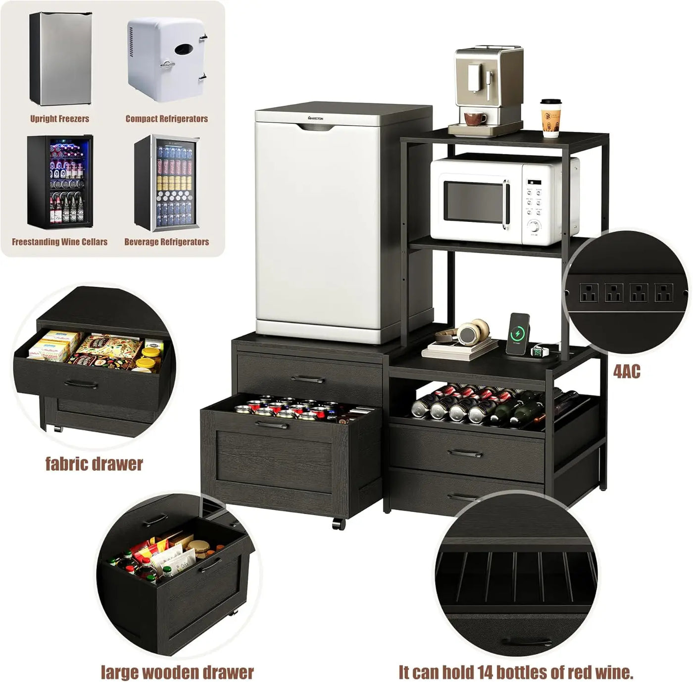 Mini Fridge Stand With Racks