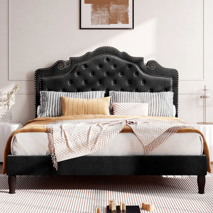 HOOMIC Bed Frame with Adjustable Headboard