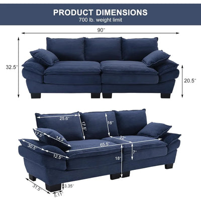 Modern 90" Oversized Loveseat Sofa