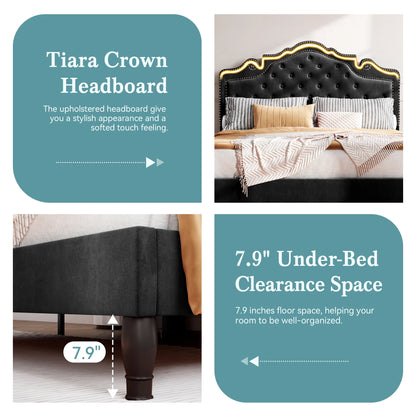 HOOMIC Bed Frame with Adjustable Headboard