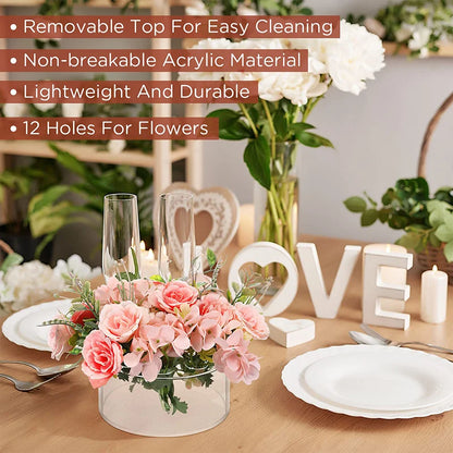12 Hole Circular Acrylic Vase