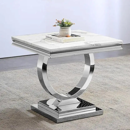 White Marble Console With Mirror