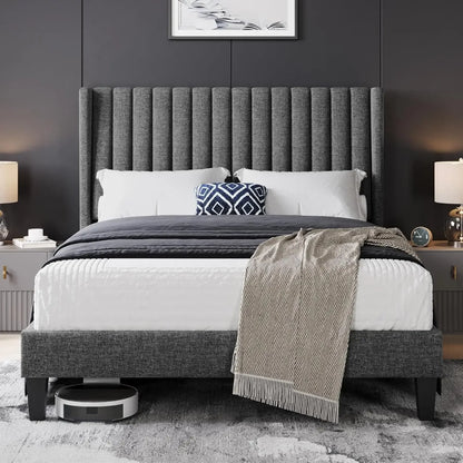 Upholstered Platform Bed Frame With Headboard