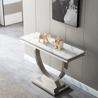 White Marble Console With Mirror