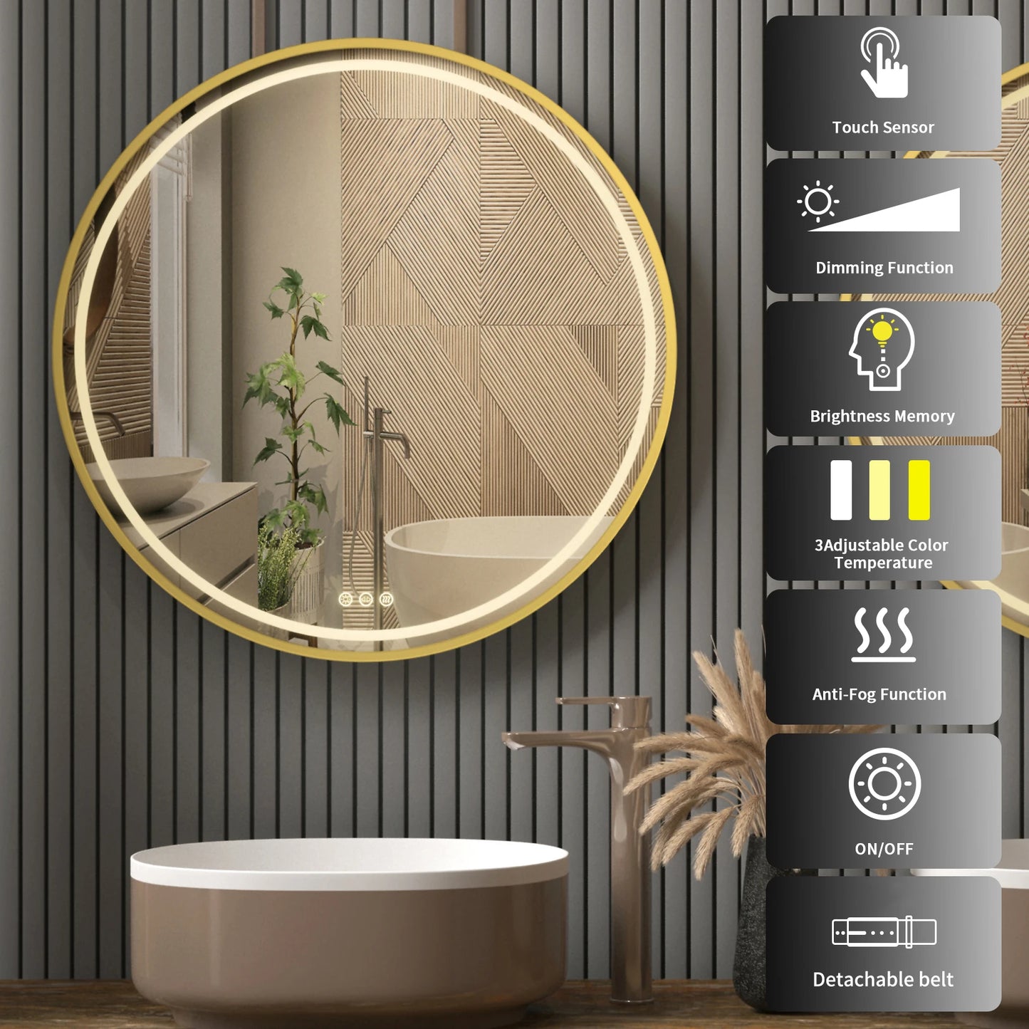 Round LED Illuminated Bathroom Mirror