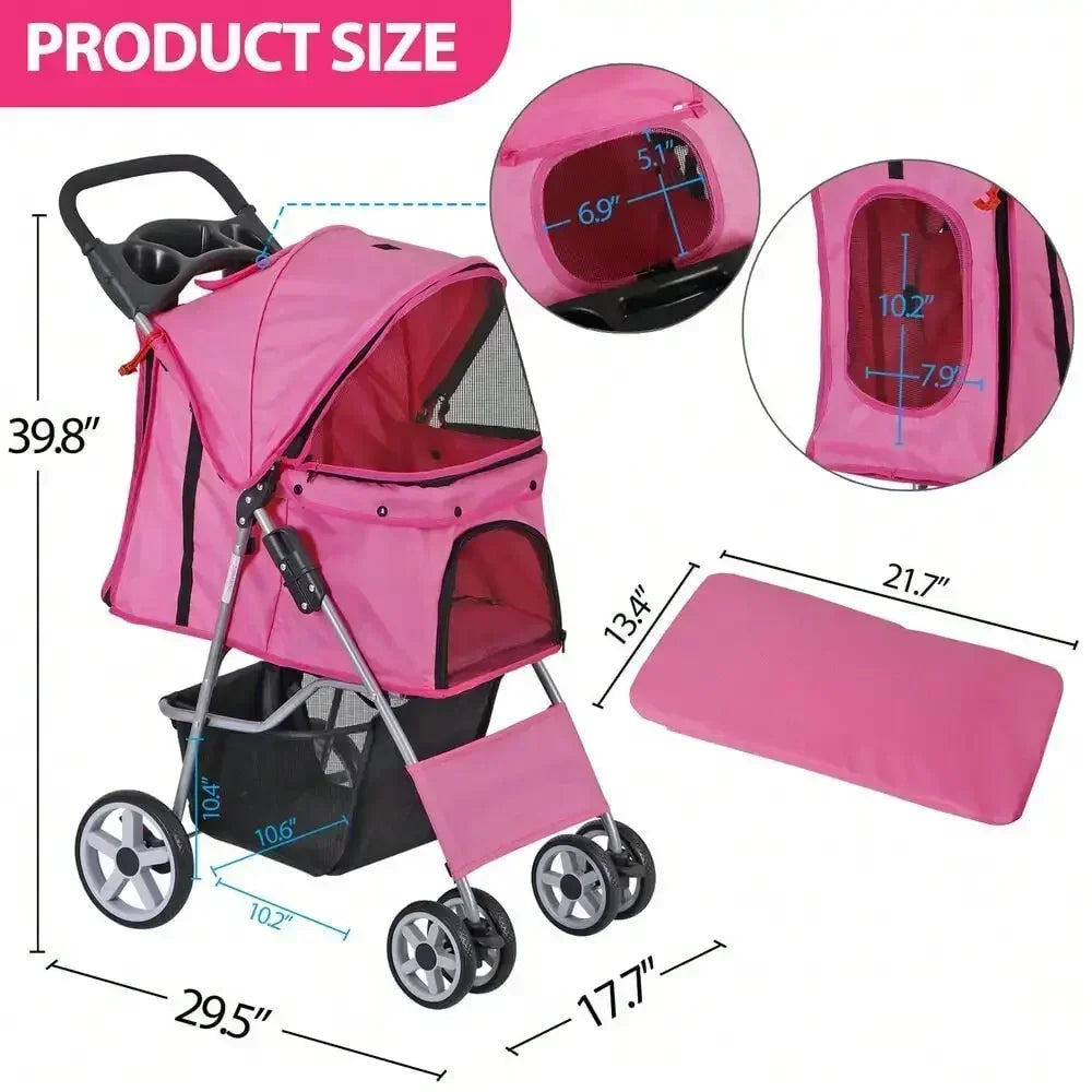 Foldable Carrier Strolling Cart 4 Wheel