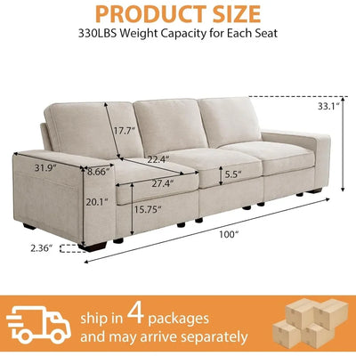 100" Modular Comfy Sofa Couch